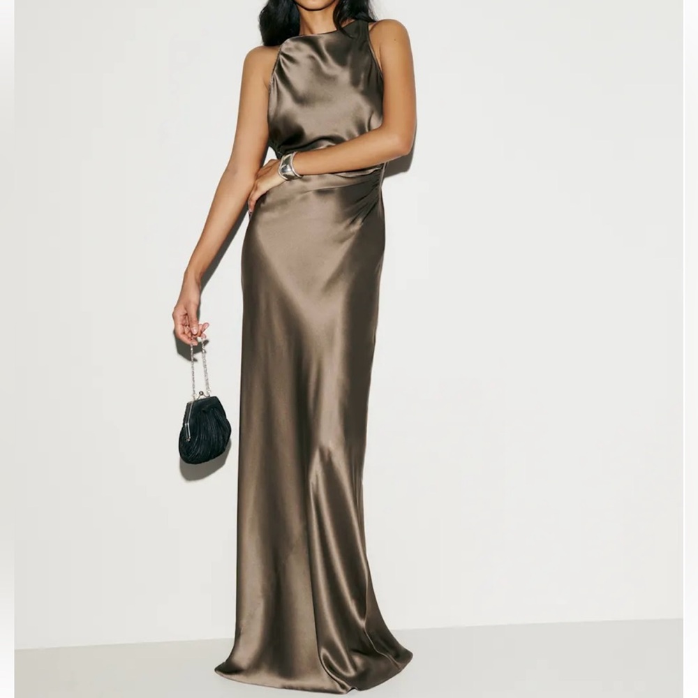 Reformation Anais Silk Dress in Brown
